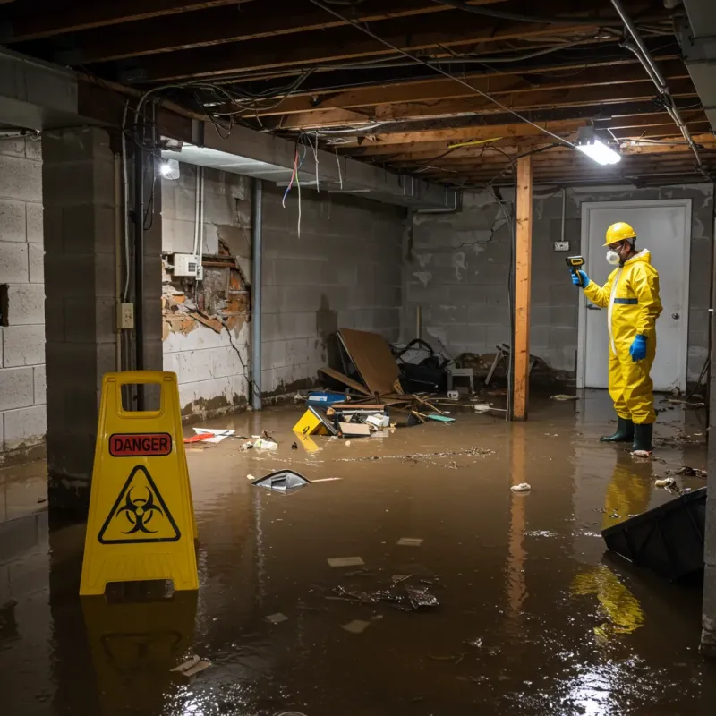 Flooded Basement Electrical Hazard in Redkey, IN Property